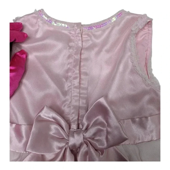 Disney Frozen Princess ELSA Girls Sequin Costume Party Dress Pink Snowflakes Sz4 - Picture 5 of 15